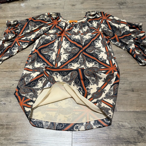 Voom by Joy Han Southwestern Paisley Printed Bohemian Sun Dress Ruffled Sleeves - Picture 11 of 14